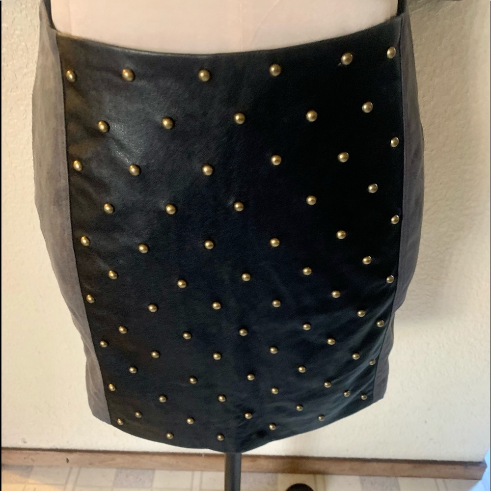 Billy vegan leather suede mini studded skirt small